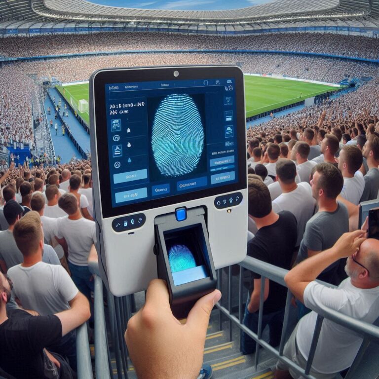 leitura biométrica para torcedores em um estádio de futebol