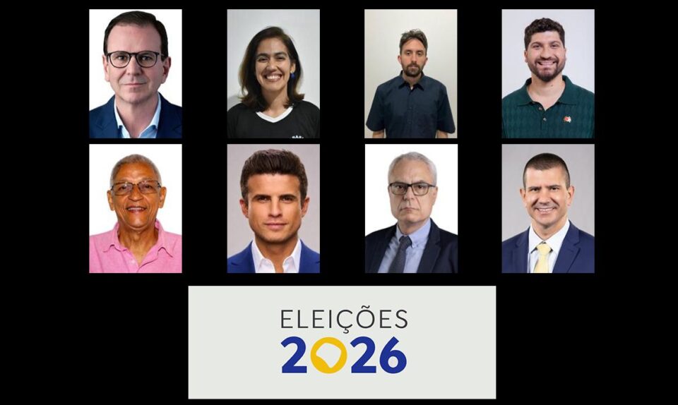 Arte com os candidatos ao governo do estado do Rio de Janeiro nas eleições de 2026