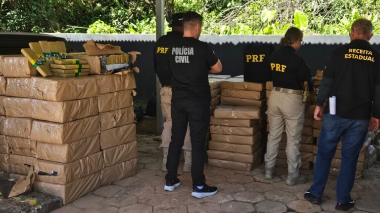 Tabletes de maconha apreendidos pela Polícia Rodoviária Federal em carga de caminhão; imagem ilustrativa de outra apreensão